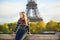 Beautiful woman in Paris on a fall day