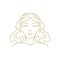 Beautiful woman portrait elegant long hair cosmetology coiffure line art deco vintage logo vector