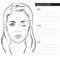 Beautiful woman portrait. Face chart Makeup Artist Blank Template. Vector illustration.