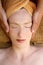 Beautiful woman portrait relaxing head massage