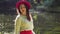 Beautiful woman posing in the woods on a sunny autumn day