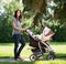 Beautiful Woman Pushing Baby Carriage In Park