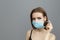 Beautiful woman put on medical mask