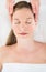 Beautiful Woman Receiving Head Massage At Health Spa