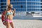 Beautiful woman at the summer beach