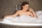 Beautiful Woman Takes Bubble Bath.