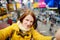 Beautiful woman taking a selfie on Times Square