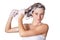 Beautiful woman taking a shower and shampooing her hair. washing hair with Shampoo.