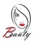 Beautiful woman vector logo template for hair salon, beauty saloon, cosmetic procedures, spa center. Vector logo template for hair