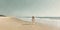 Beautiful woman in a white dress walking on the beach