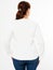 Beautiful woman in white sweatshirt hoodies on white background isolated - back view