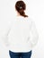 Beautiful woman in white sweatshirt hoodies on white background isolated - back view