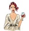 Beautiful woman and wine, wine glass and pretty girl, girl drinking wine, wine, beverage, glass, celebration, greeting, illustrati