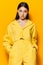 beautiful woman young girl trendy model fashion attractive yellow glamour lifestyle