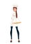 Beautiful women chef with brown hair, women hold rolling pin. Bakery young female chef. Cartoon character design. Flat 