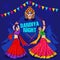 beautiful women dancing at Dandiya night. Happy navratri vector illustration