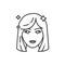 Beautiful women face with fashionable hairstyle black line icon. Avatar girl. Pictogram for web page, mobile app, promo