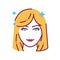 Beautiful women face with fashionable hairstyle color line icon. Avatar blond girl. Pictogram for web page, mobile app, promo