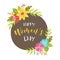 Beautiful women`s day label with floral decoration