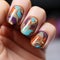 Beautiful women\\\'s nail models with colorful nail polish and beautiful flower patterns have a glamorous impression