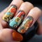 Beautiful women\\\'s nail models with colorful nail polish and beautiful flower patterns have a glamorous impression