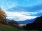 Beautiful wondrous clouds in the autumn Swiss sky above the Rhine valley and the Alpstein massif, Sevelen - Canton of St. Gallen