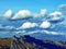 Beautiful wondrous clouds in the autumn Swiss sky above the Rhine valley and the Alpstein massif, Sevelen - Canton of St. Gallen