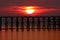 Beautiful wooden bridge and sunset