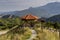 Beautiful, wooden gazebo in the mountains Central Macedonia, Greece