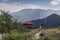 Beautiful, wooden gazebo in the mountains Central Macedonia, Greece