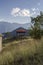 Beautiful, wooden gazebo in the mountains Central Macedonia, Greece