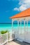 Beautiful wooden terrace next to a beach in Cuba