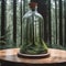 a beautiful world full of mind-blowing views in a glass bottle on a table ai generated image