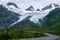 Beautiful Worthington Glacier along Alaska`s Richardson Highway near Valdez Alaska. Overcast day