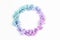 Beautiful wreath of fresh aster flowers on a white background. trend coloring in a pastel gradient.