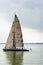 Beautiful yacht sailing at IJsselmeer bay. Netherlands