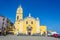 beautiful yellow church situated on italian island procida....IMAGE