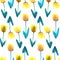 Beautiful yellow flower low poly concept illustration. Tulip seamless pattern. Low poly vector design pattern.