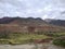 Beautiful yellow and green terraces under the red mountains