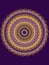 Beautiful yellow and purple mandala design - digital work of art, many ornaments. Artist, creative, symbol