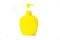 Beautiful yellow spray bottle for soap or shampoo completely the same color for advertising