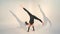 Beautiful young acrobat dance in slow motion