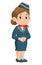 A beautiful young air hostess. Plane stewardess or travel agency representative. Cartoon character