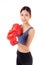 Beautiful young asian woman in sportswear exercise with boxing sport isolated white background.