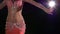 Beautiful young belly dancer in exotic costume, on