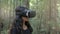 Beautiful young brunette woman use virtual reality glasses