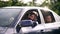 Beautiful Young Couple On Car, Happiness, Freedom, Leisure.