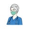 Beautiful Young Female Nurse Wearing Turban with Stethoscope and Surgical Mask Illustration, Vector Design