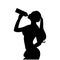 Beautiful young girl drink water icon , athletic girl holding a bottle, healthy lifestyle symbol