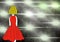 Beautiful young girl red dress Celebrity star lights illustration